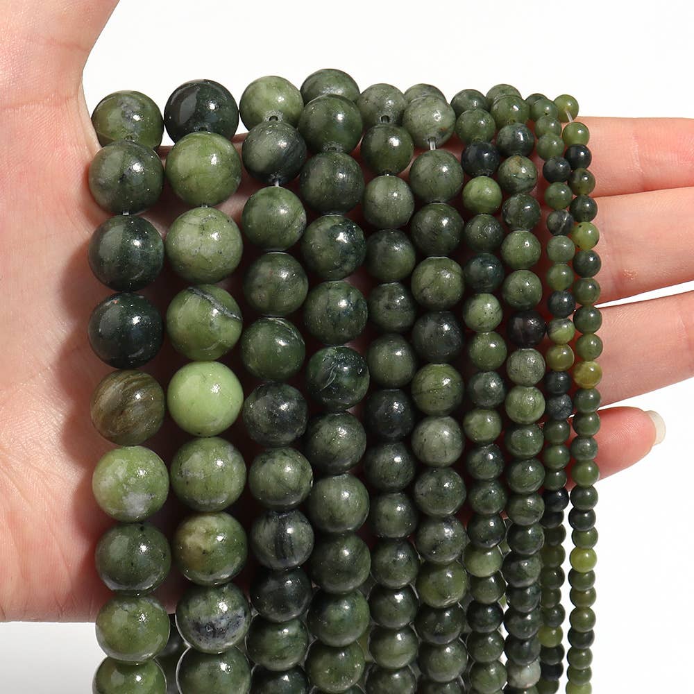 Olive Jade Natural Stone Beaded Bracelet