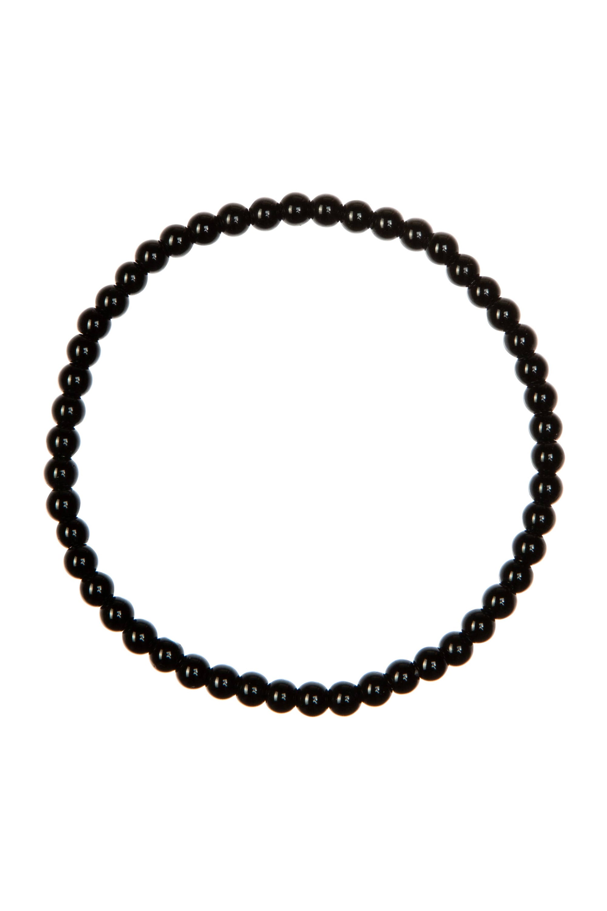 Black Onyx Stone Beaded Stretch Bracelet
