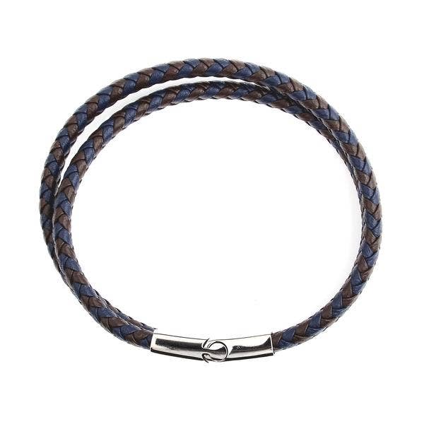 Men's Blue and Brown Leather Bracelet