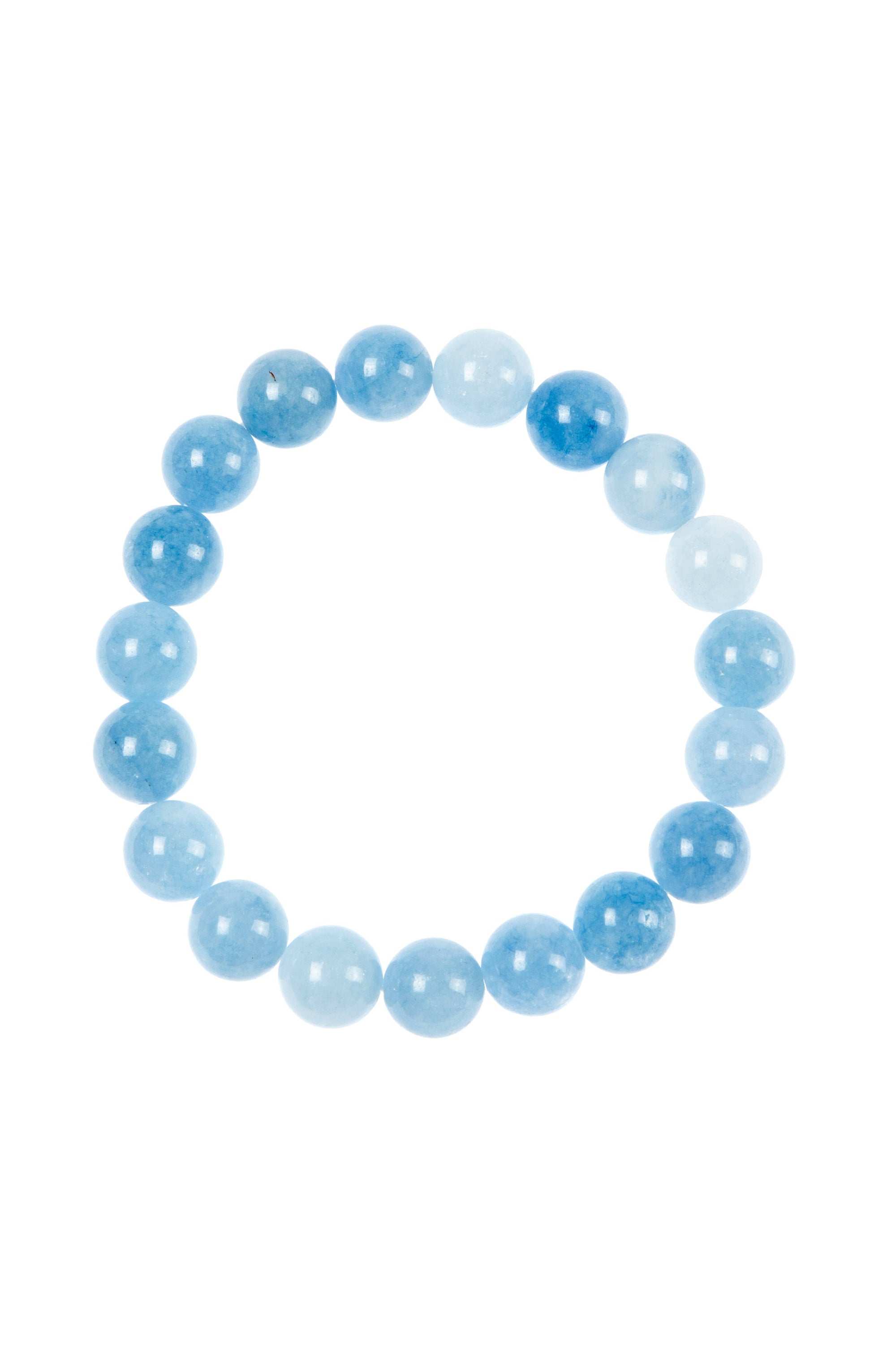 Blue Aquamarine Stone Beaded Stretch Bracelet B3434