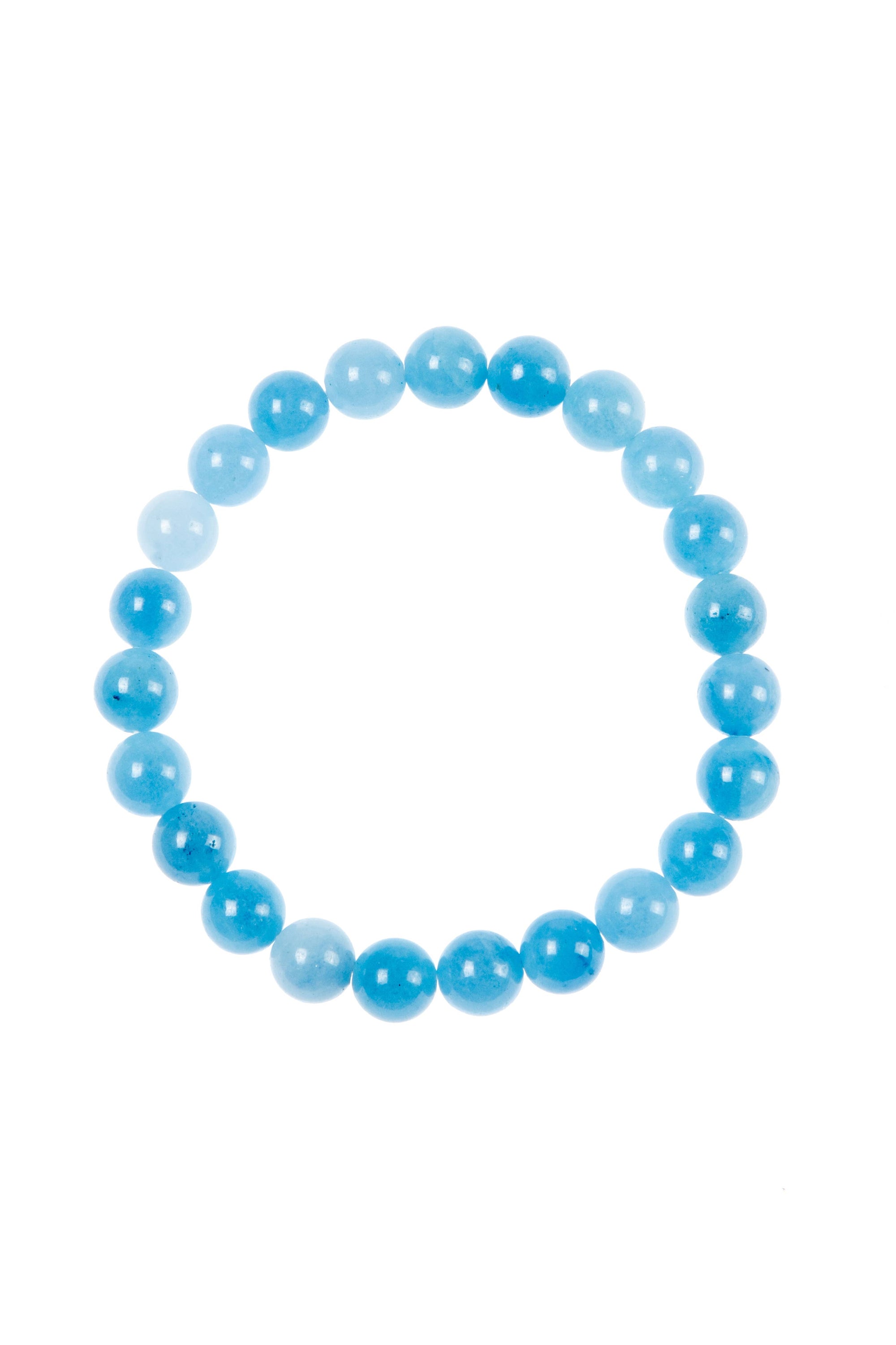 Blue Aquamarine Stone Beaded Stretch Bracelet B3434