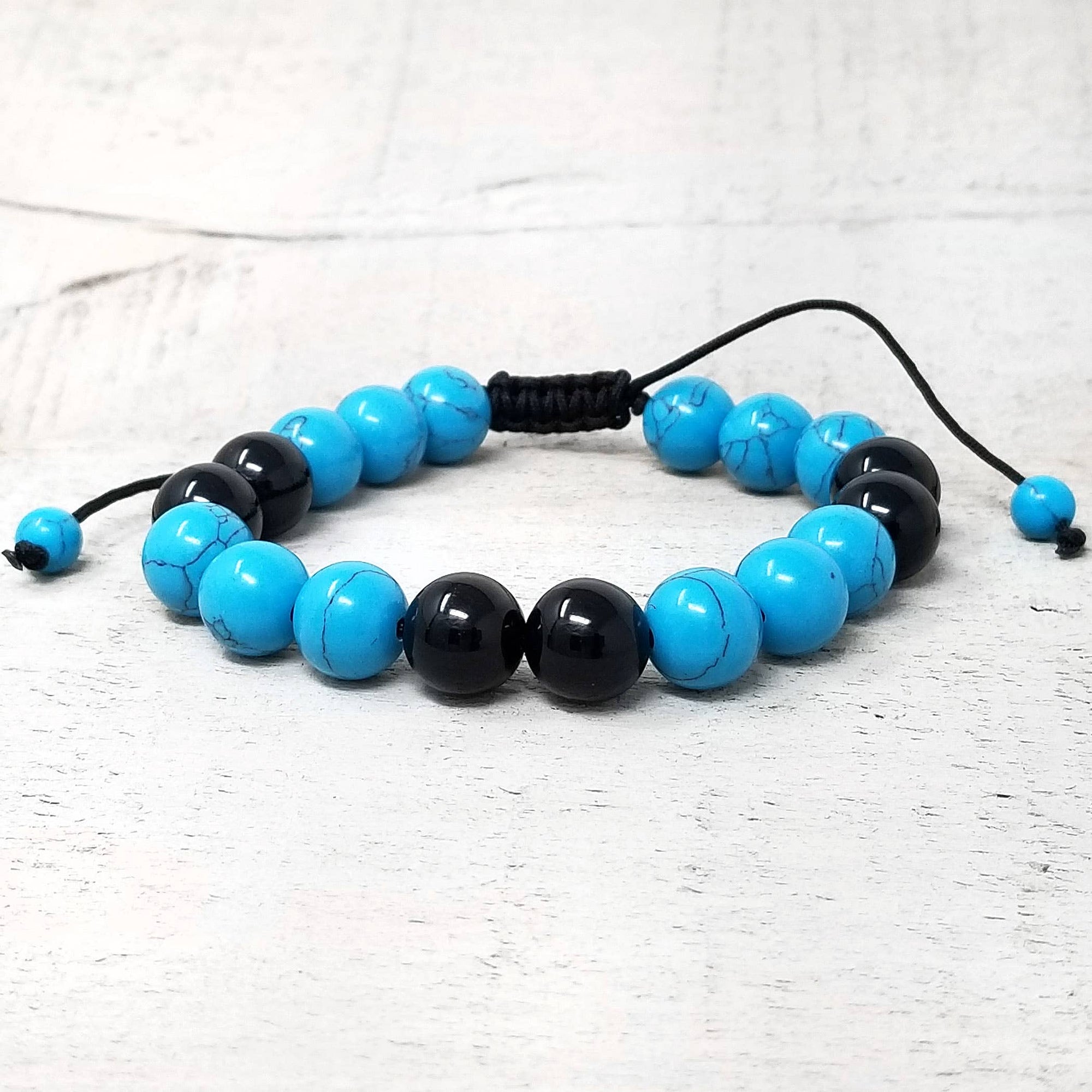 Polished Natural Stone Bead Adjustable Bracelet