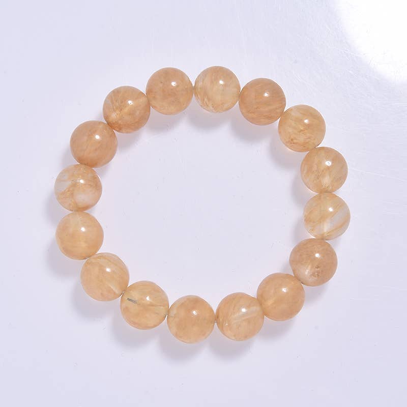 Citrine Quartz Stone Beaded Stretch Bracelet