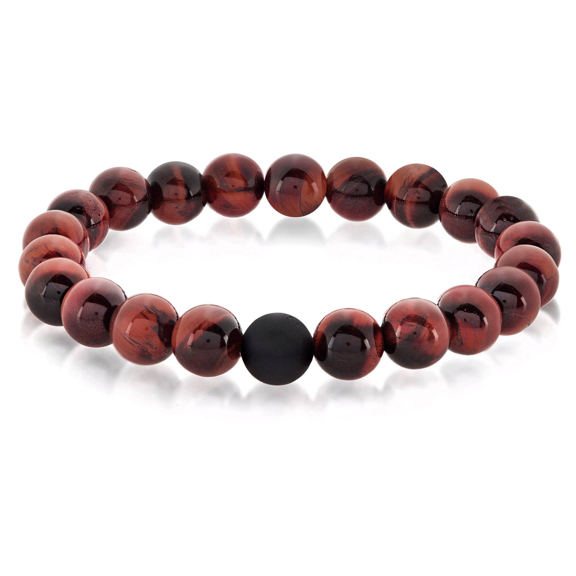 Polished Natural Stone Bead Stretch Bracelet (10mm)