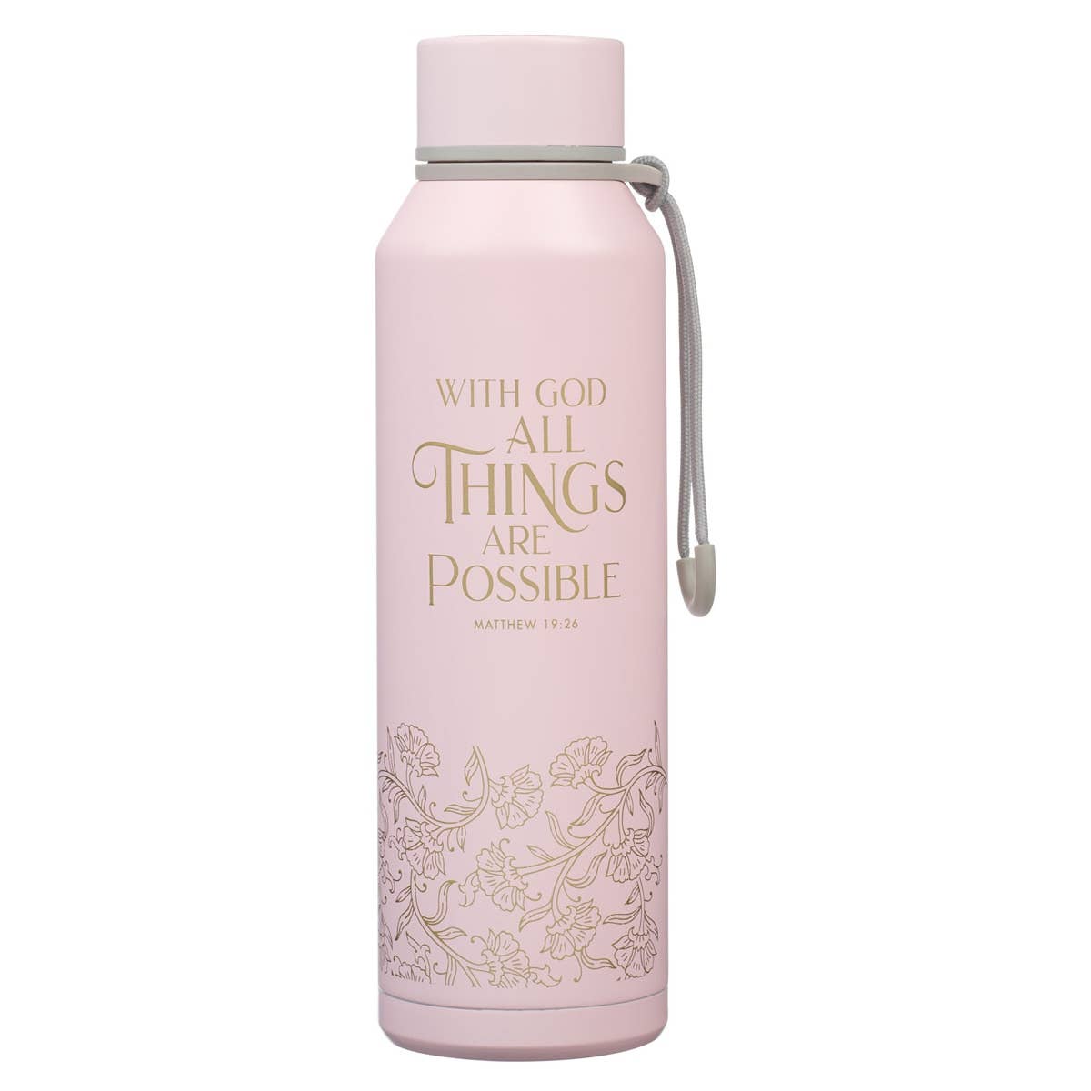 Water Bottle SS Pink With God Matt. 19:26