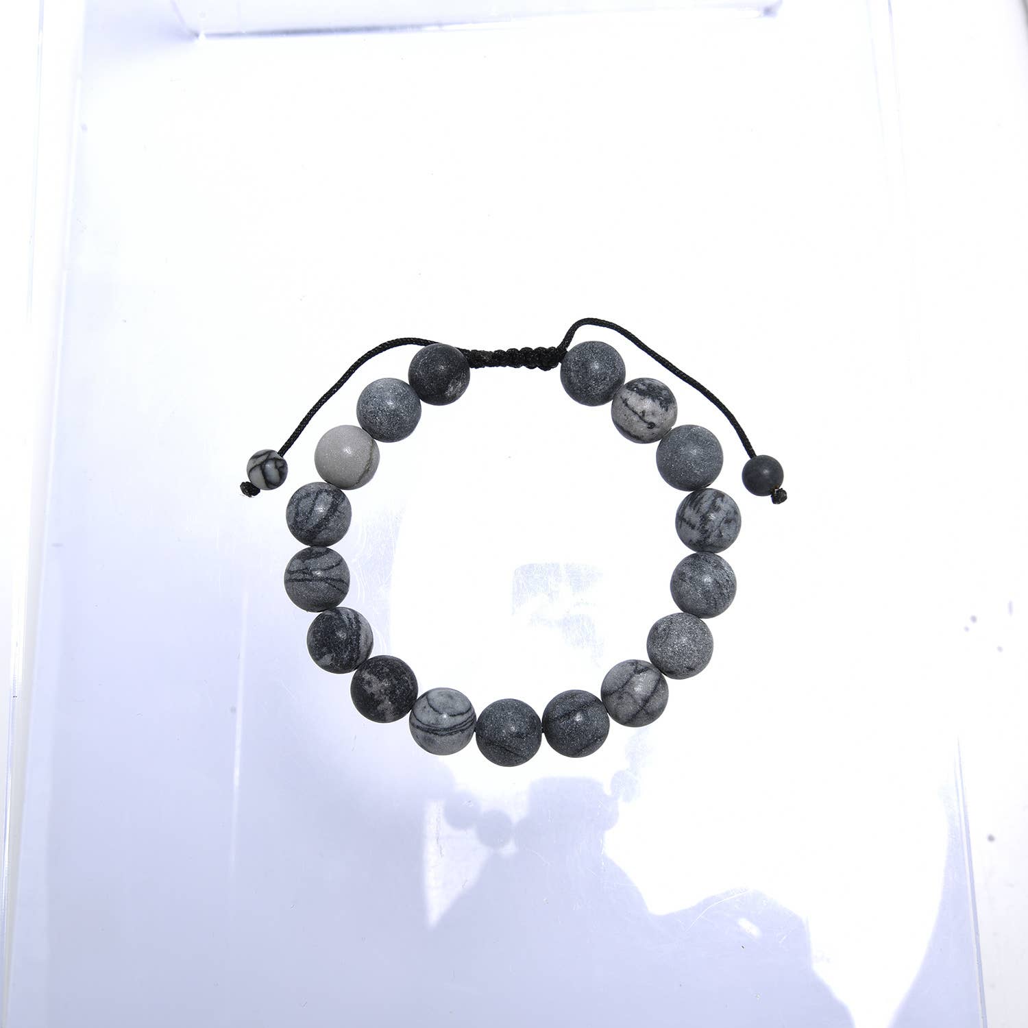 Black Network Stone-Matte Braided Bracelet AB14153