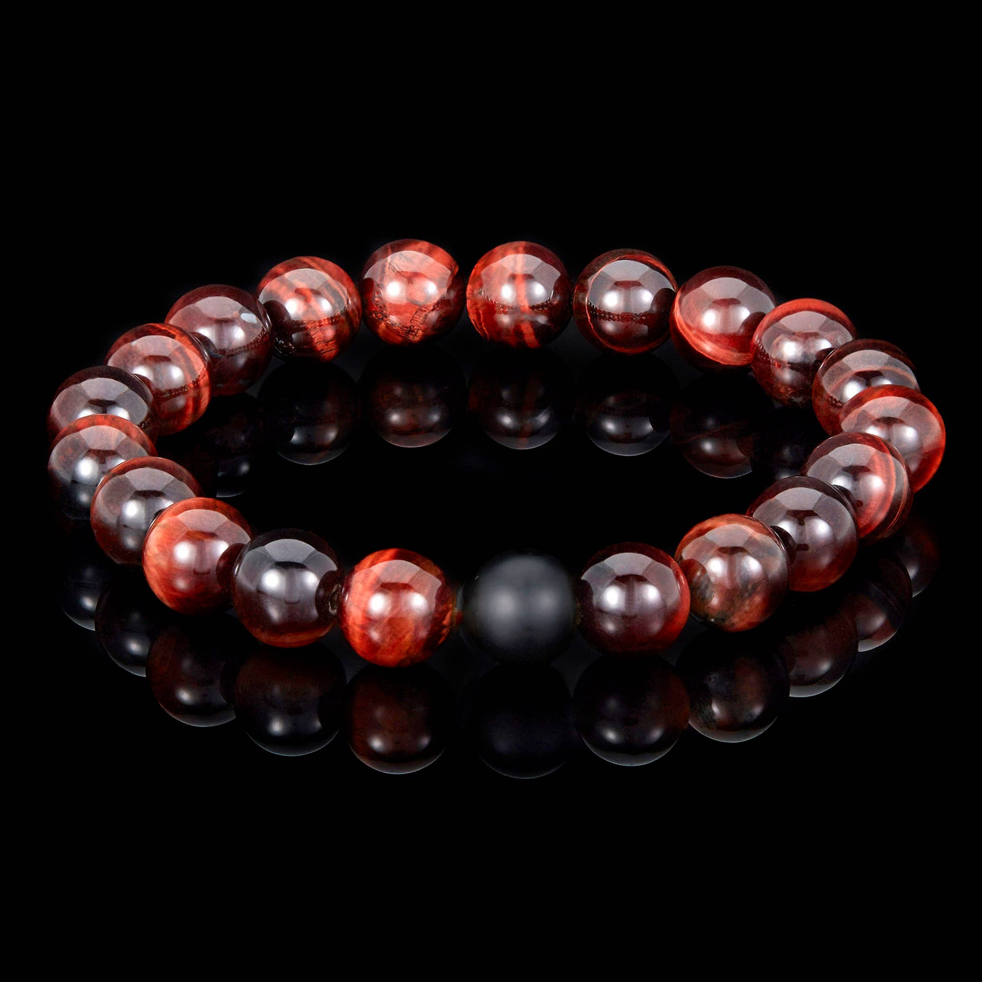 Polished Natural Stone Bead Stretch Bracelet (10mm)
