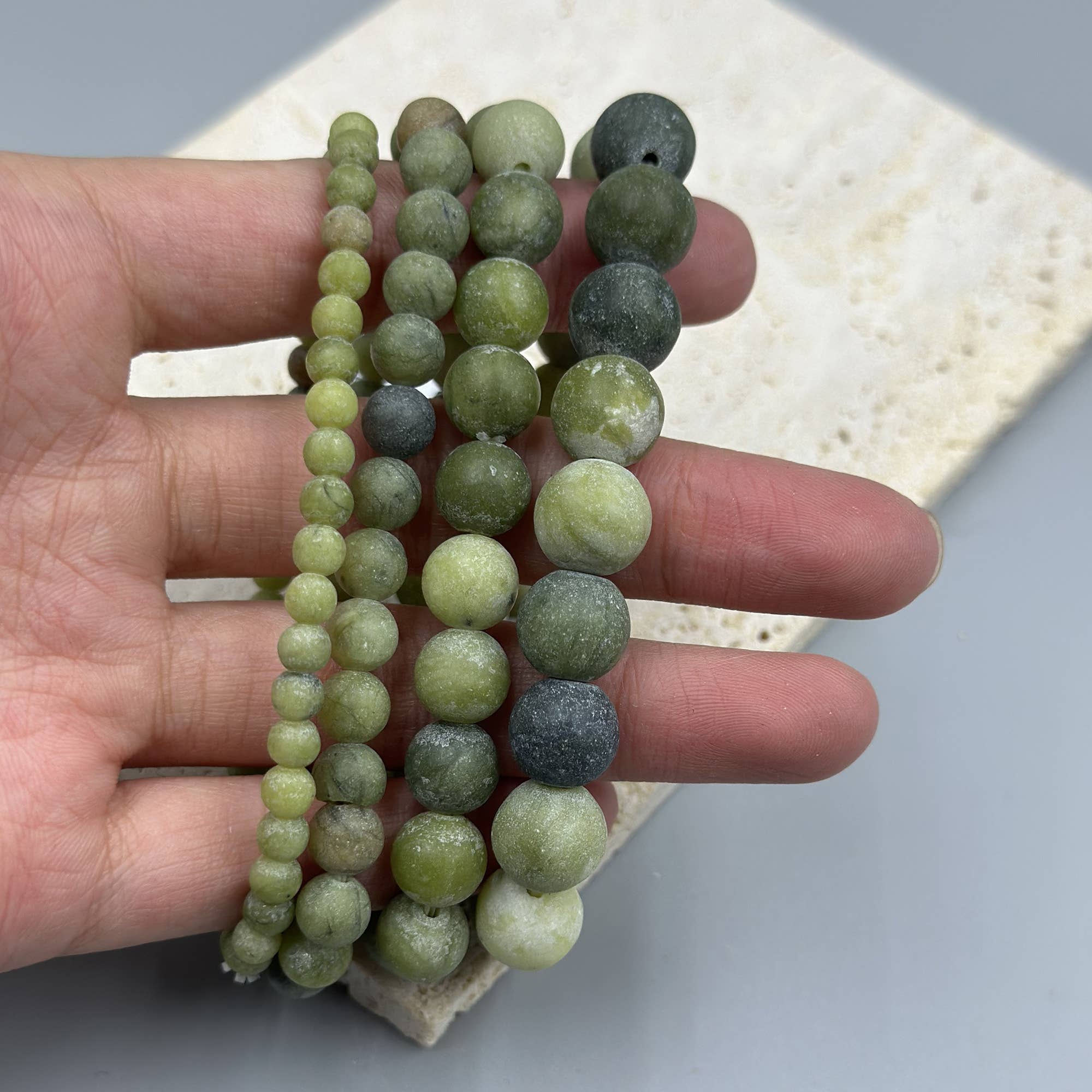 Olive Jade Natural Stone Beaded Bracelet