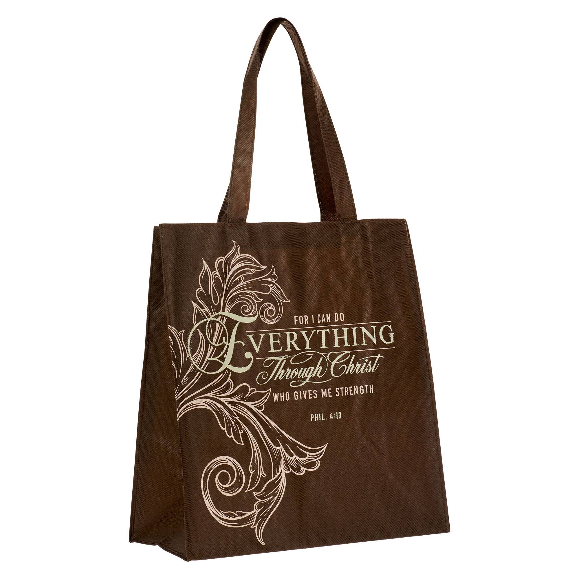 Tote Brown Everything Through Christ Phil. 4:13