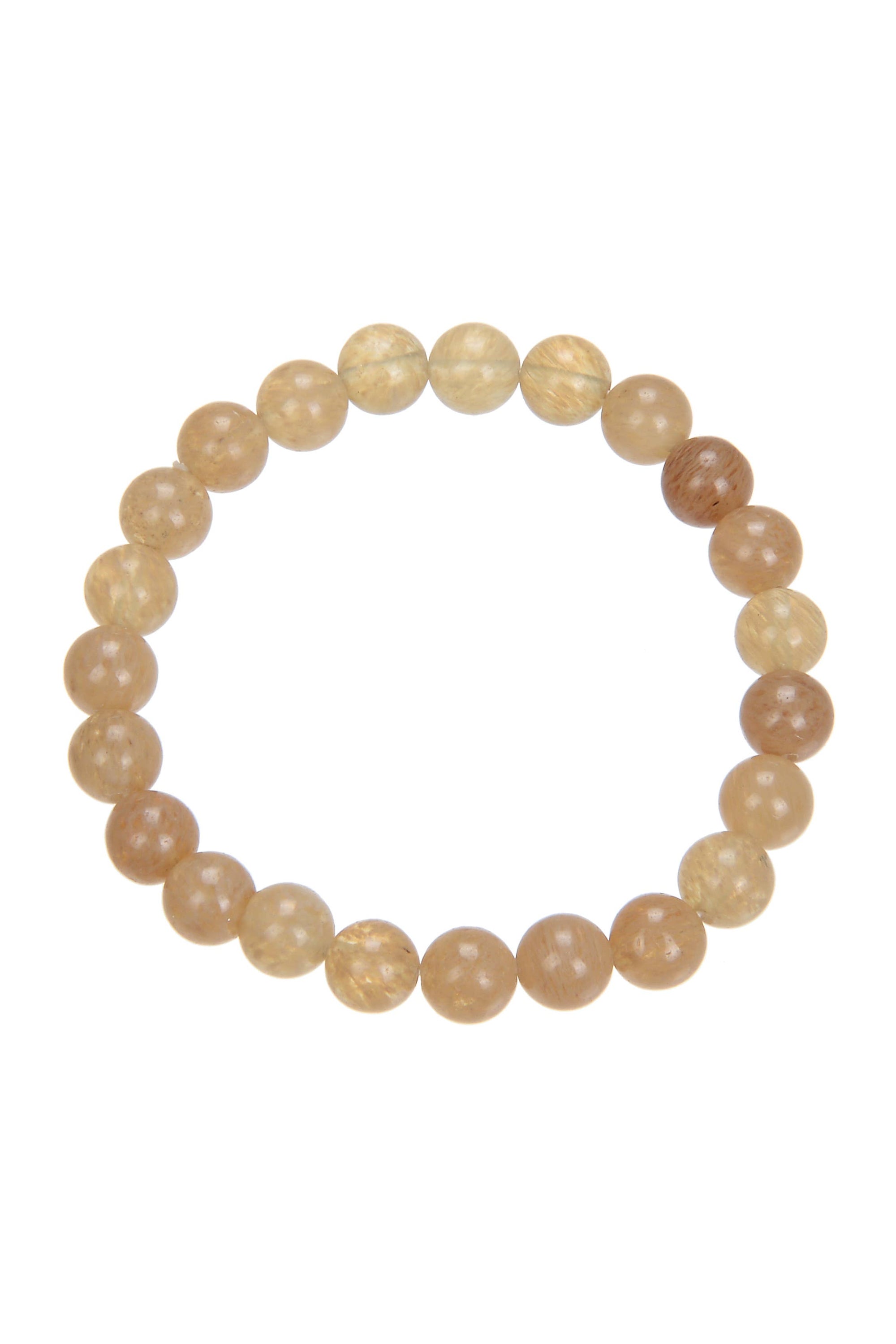 Citrine Quartz Stone Beaded Stretch Bracelet