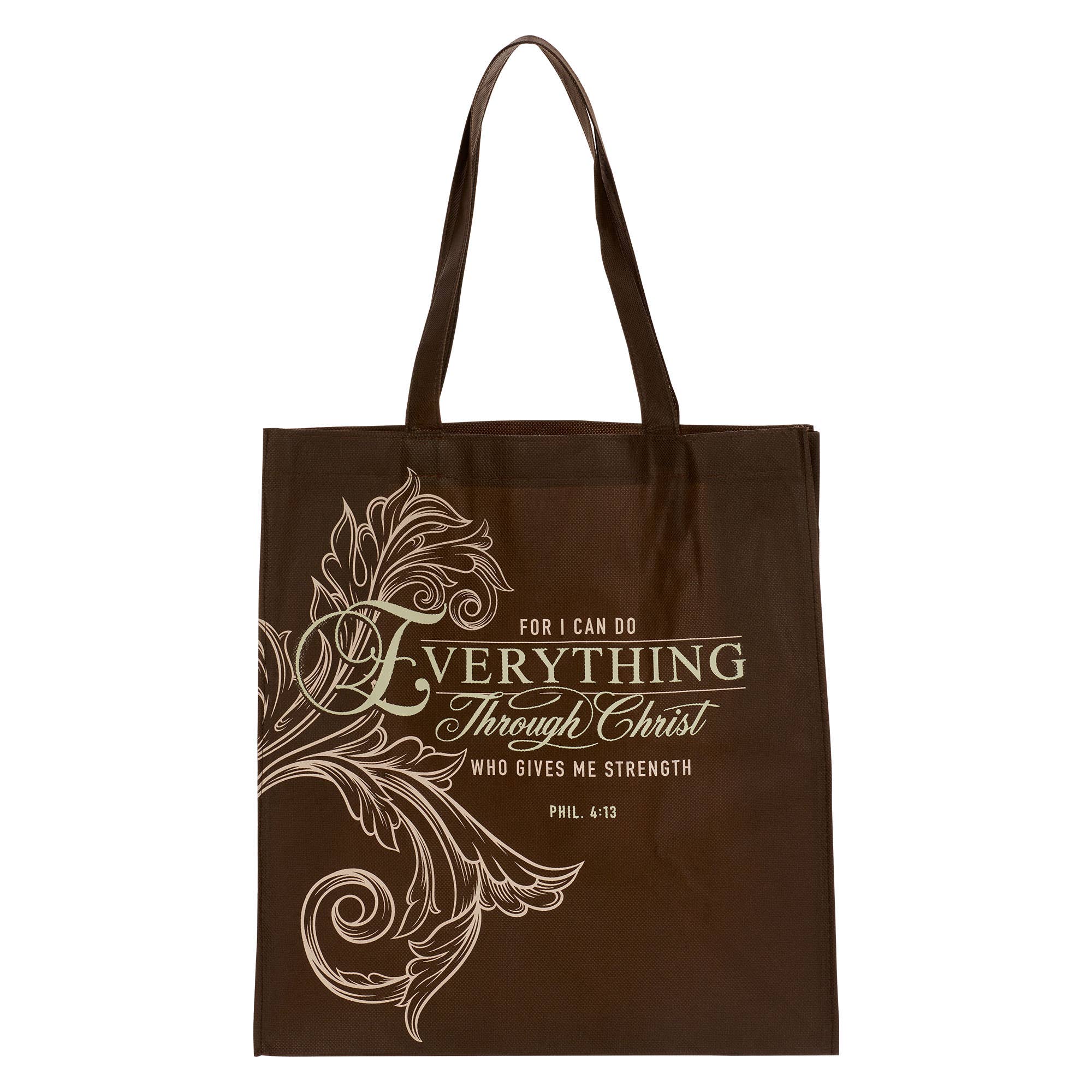 Tote Brown Everything Through Christ Phil. 4:13