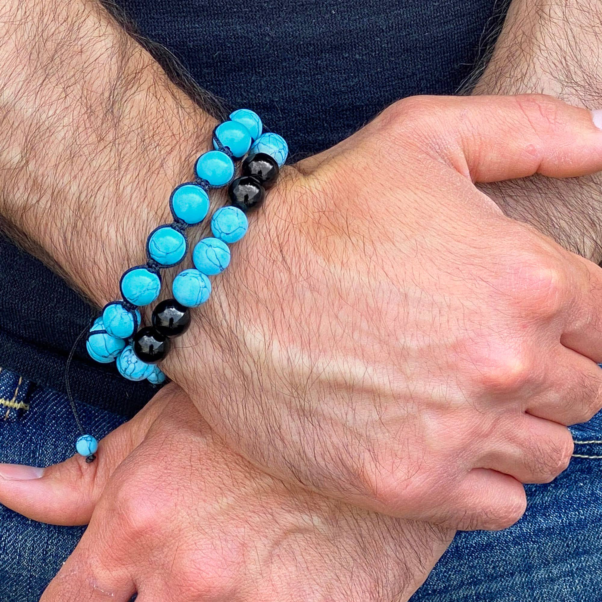 Polished Natural Stone Bead Adjustable Bracelet