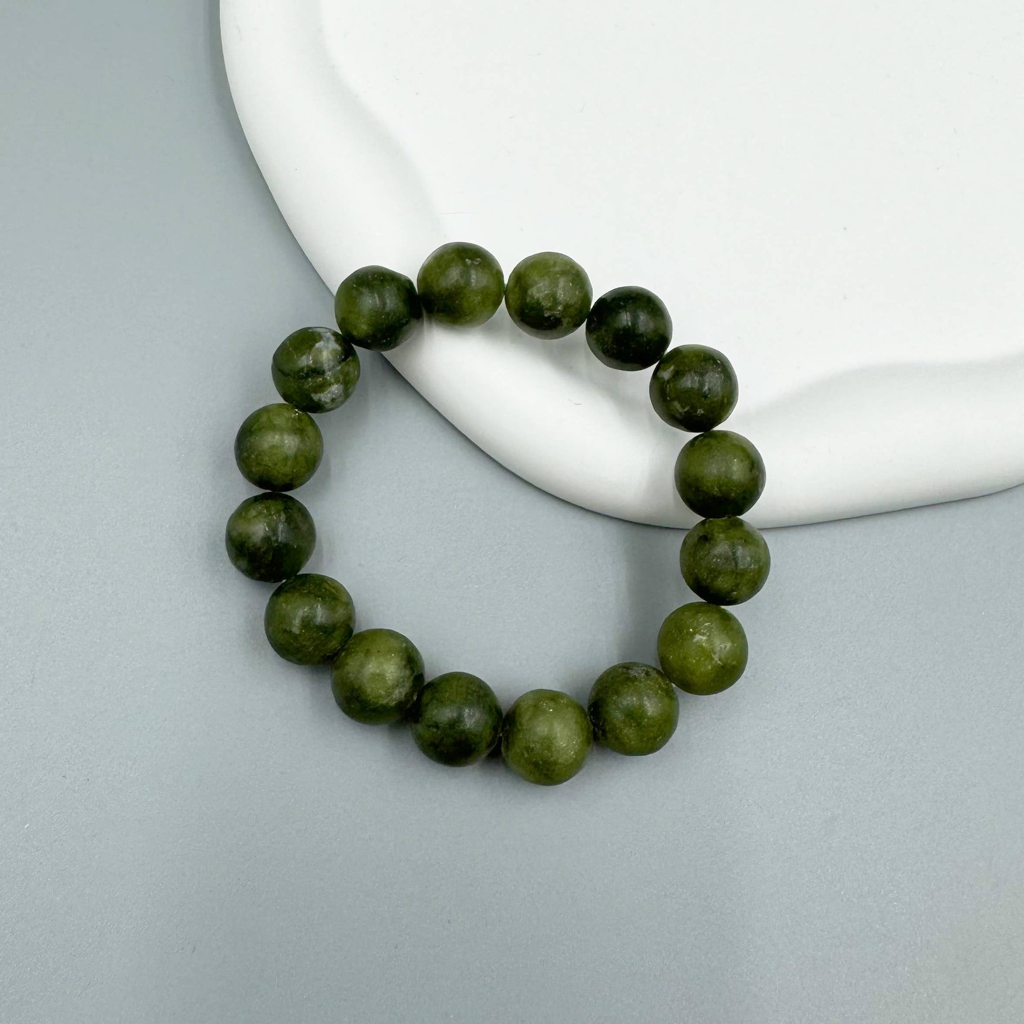 Olive Jade Natural Stone Beaded Bracelet