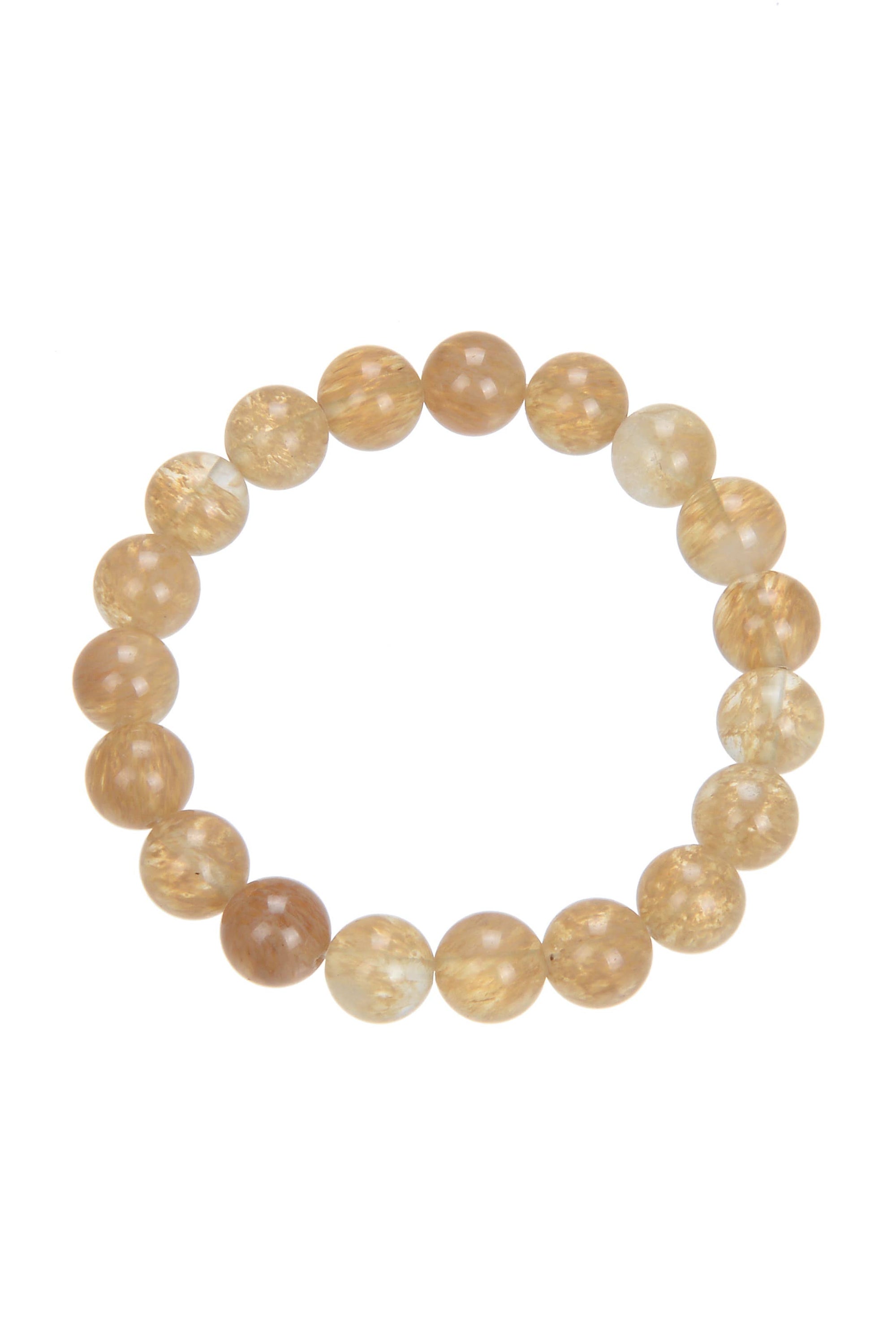 Citrine Quartz Stone Beaded Stretch Bracelet