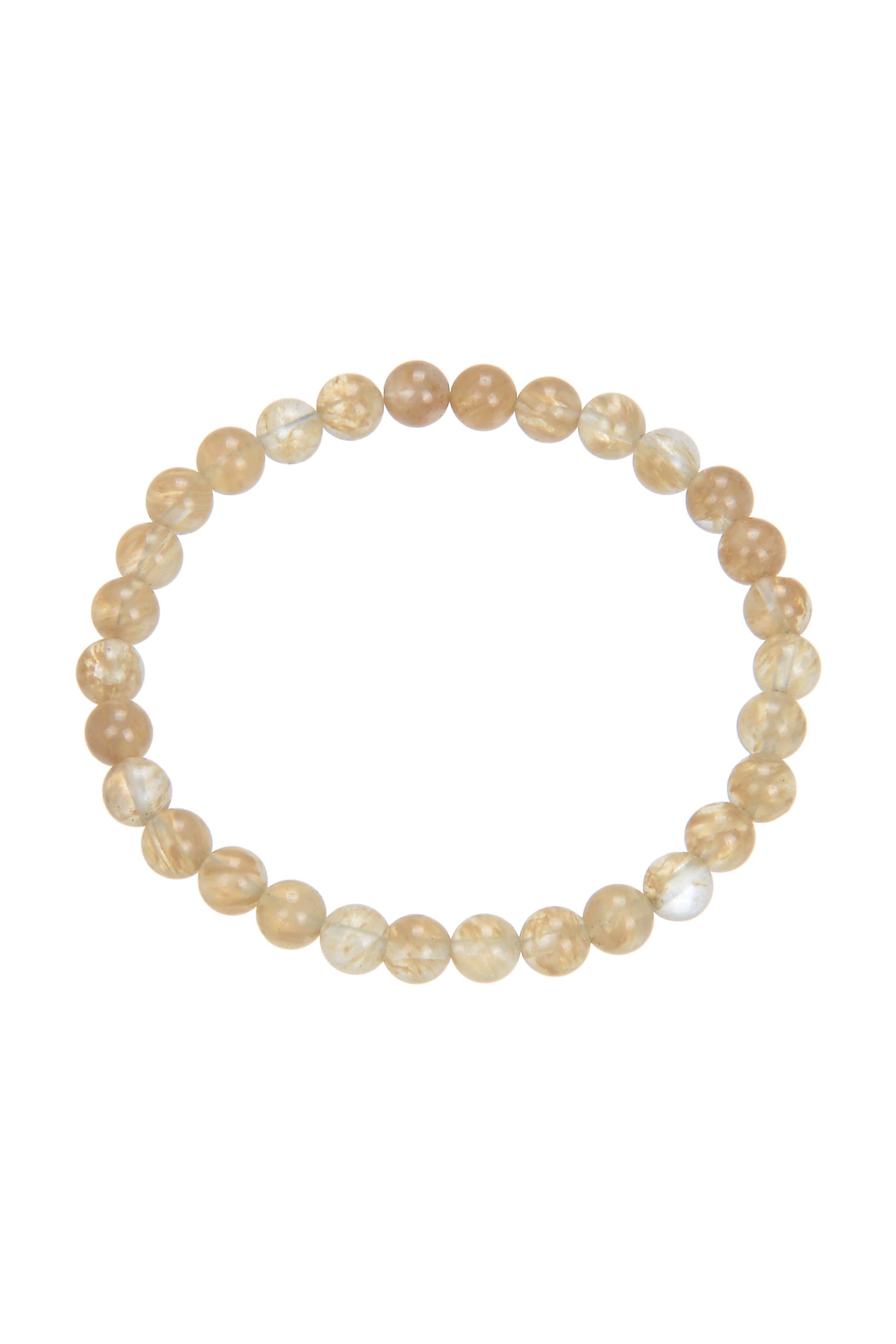Citrine Quartz Stone Beaded Stretch Bracelet