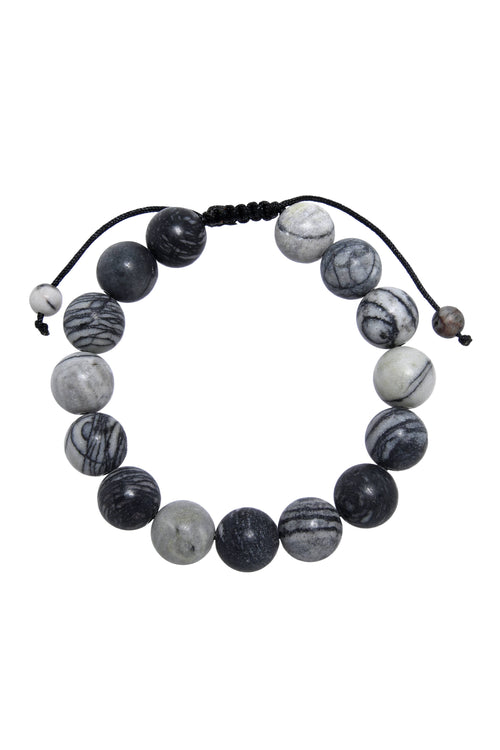 Black Network Stone-Matte Braided Bracelet AB14153