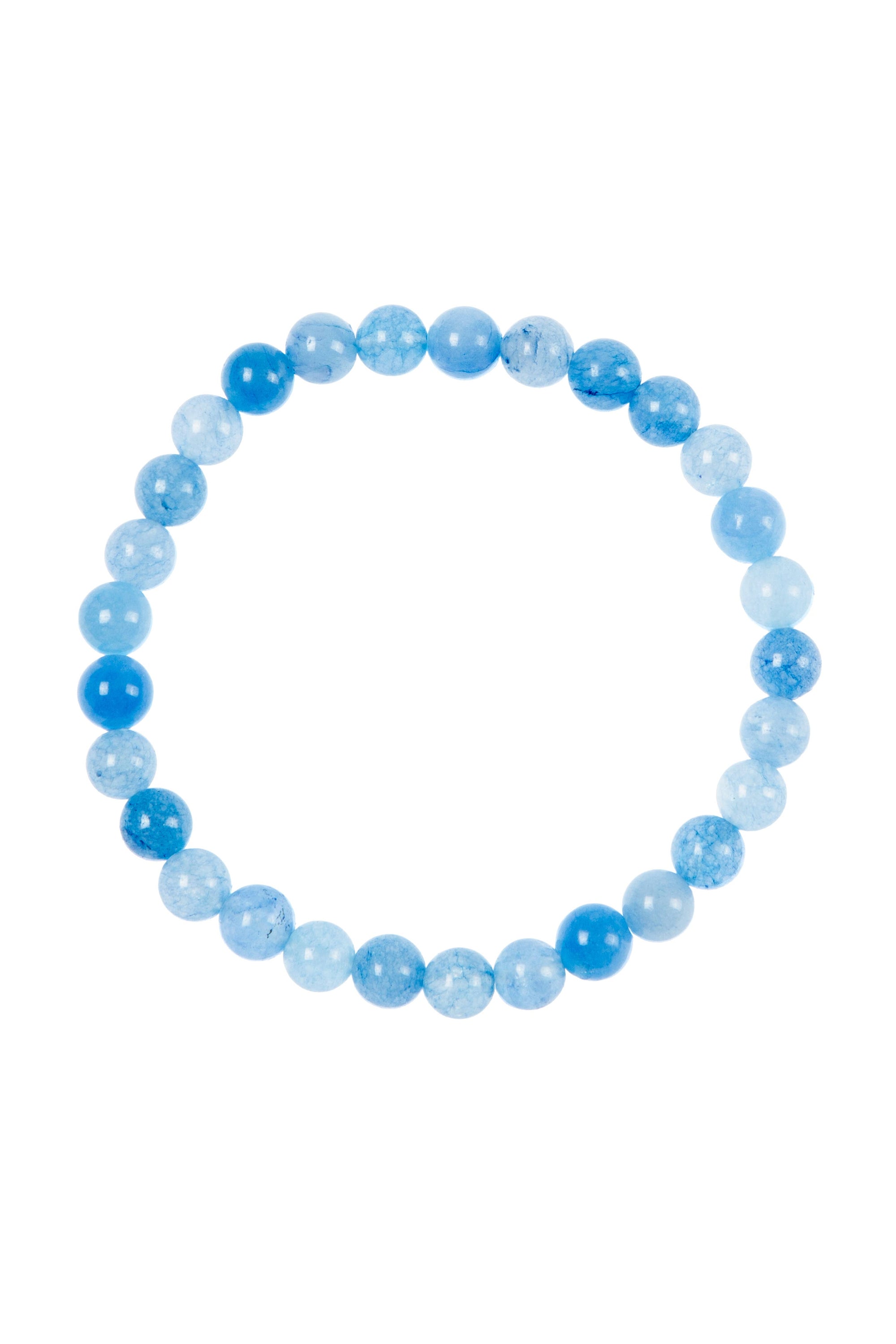 Blue Aquamarine Stone Beaded Stretch Bracelet B3434