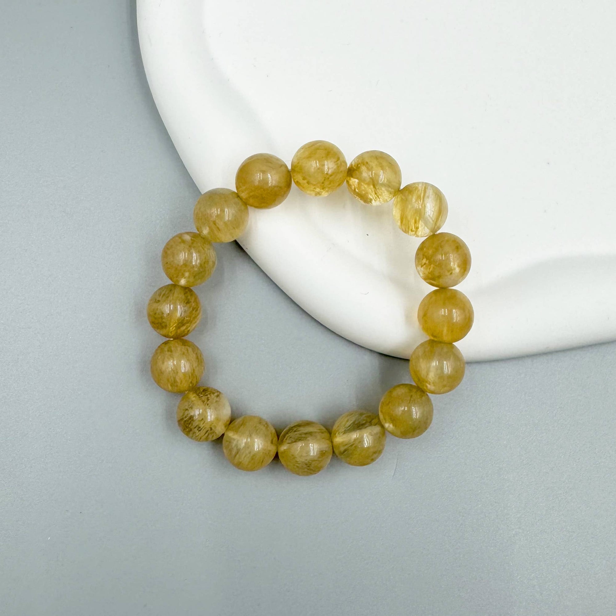 Citrine Quartz Stone Beaded Stretch Bracelet