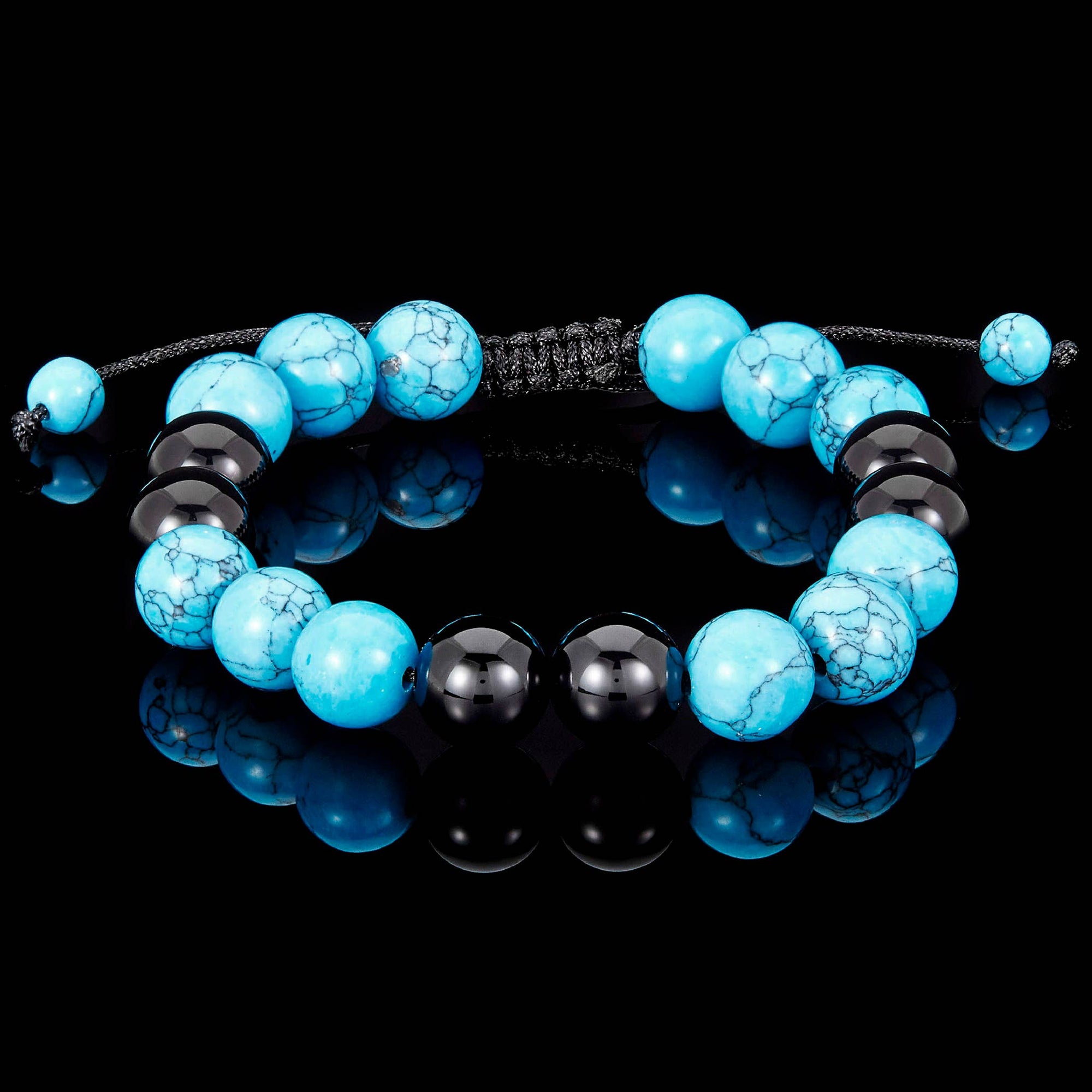 Polished Natural Stone Bead Adjustable Bracelet