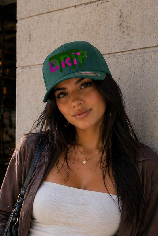 Drip Pink and Green Cap