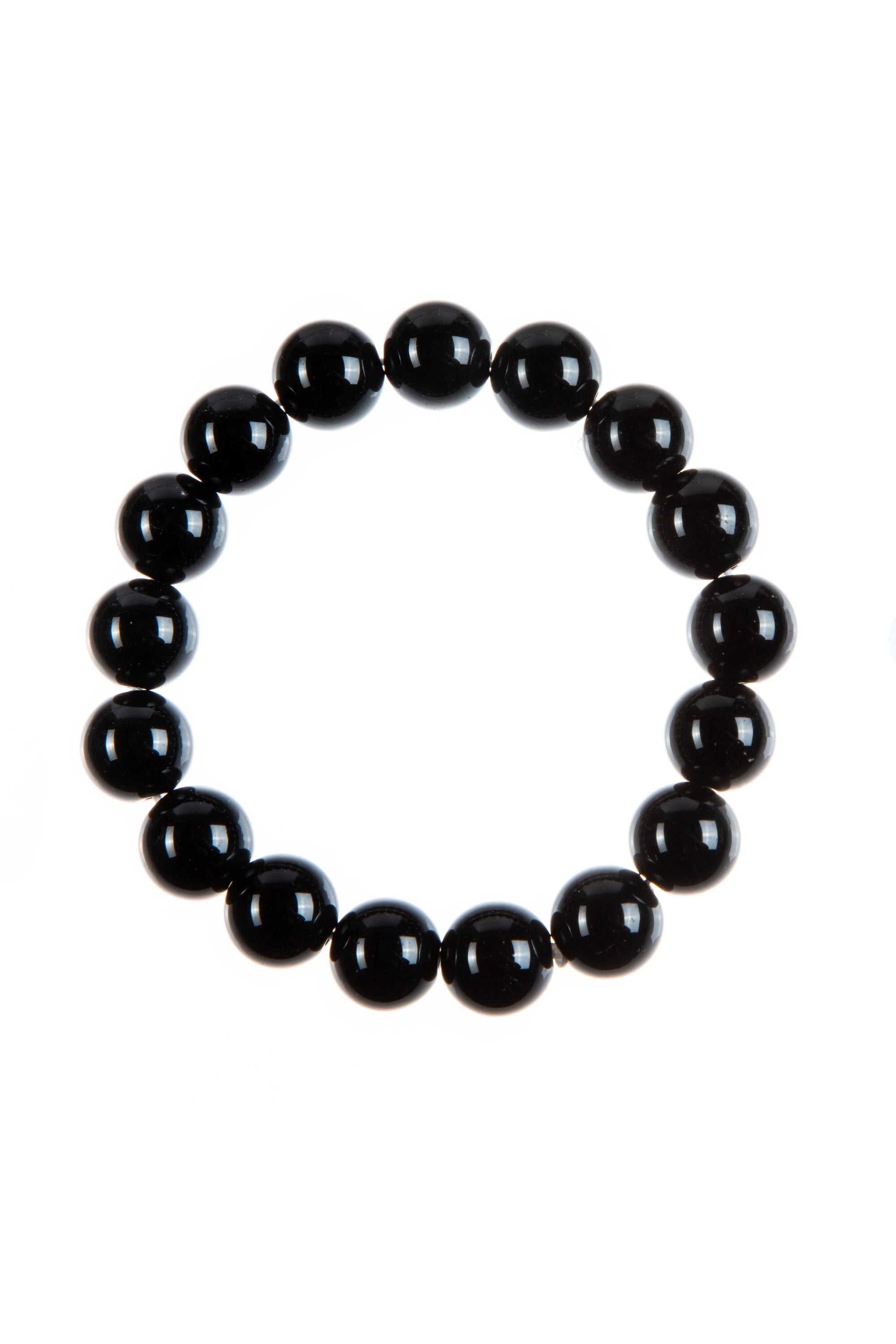 Black Onyx Stone Beaded Stretch Bracelet