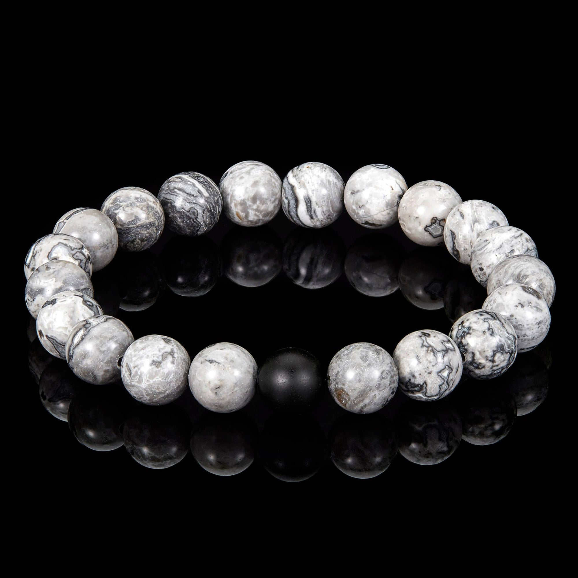 Polished Natural Stone Bead Stretch Bracelet (10mm)