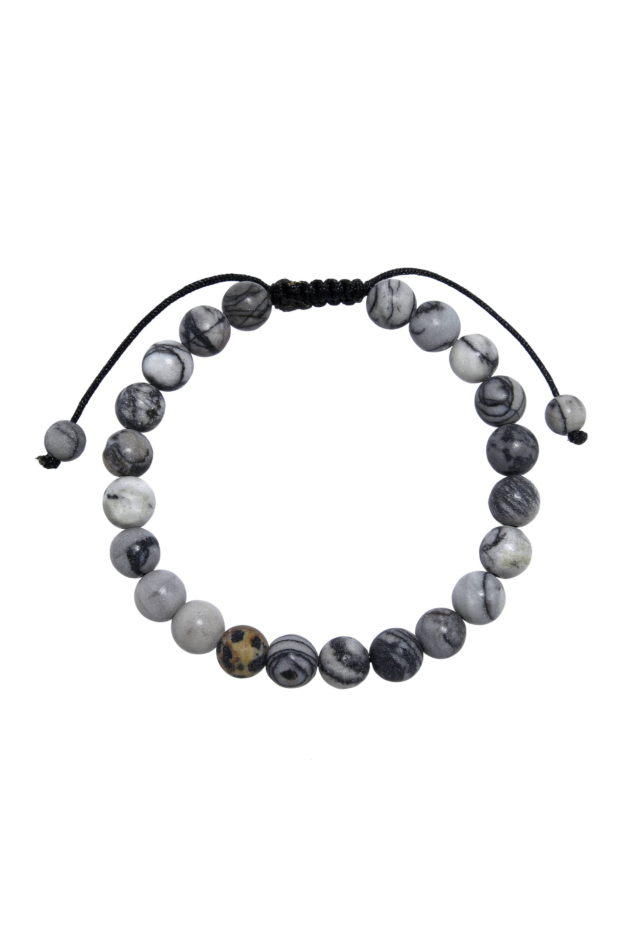 Black Network Stone-Matte Braided Bracelet AB14153