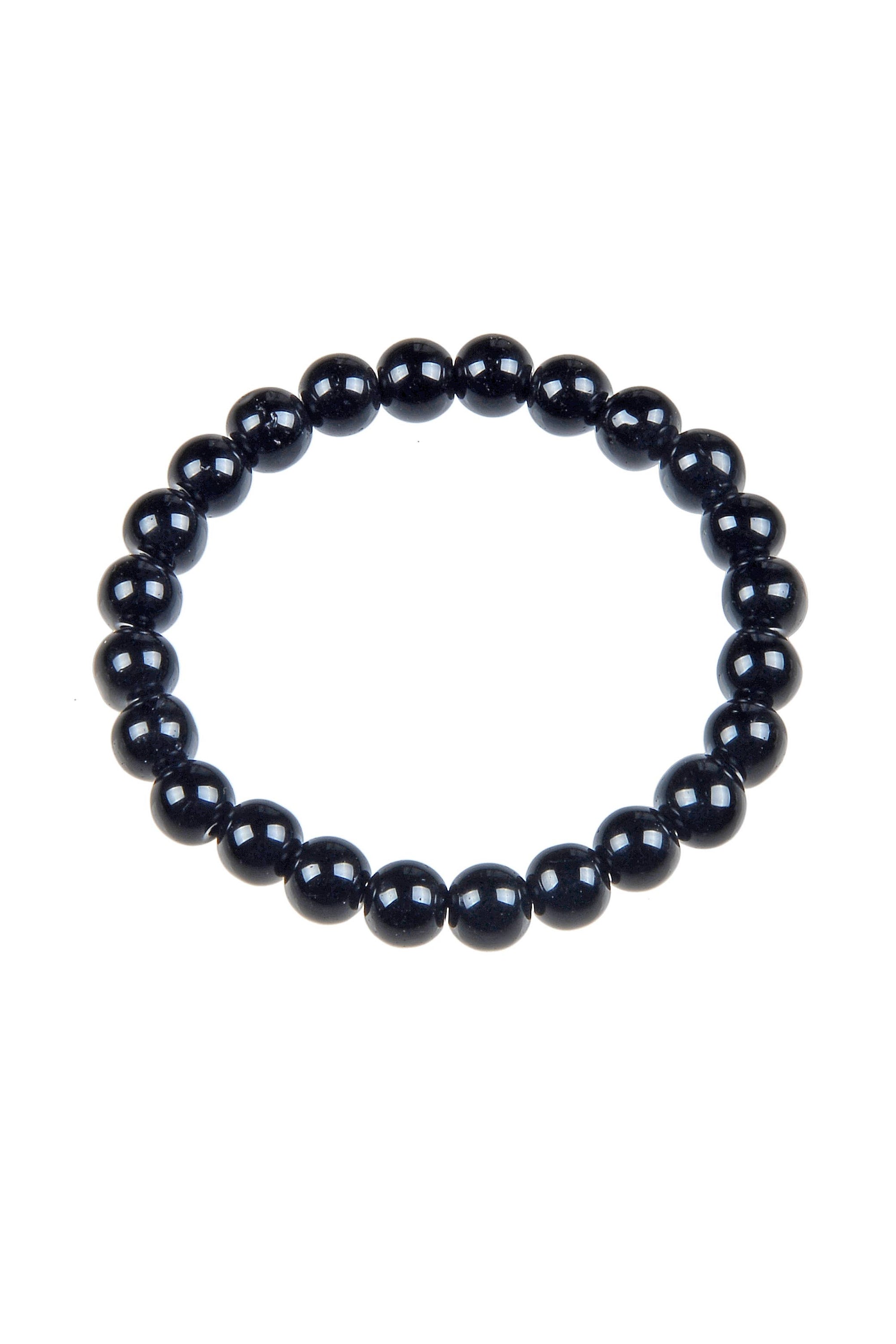 Black Onyx Stone Beaded Stretch Bracelet