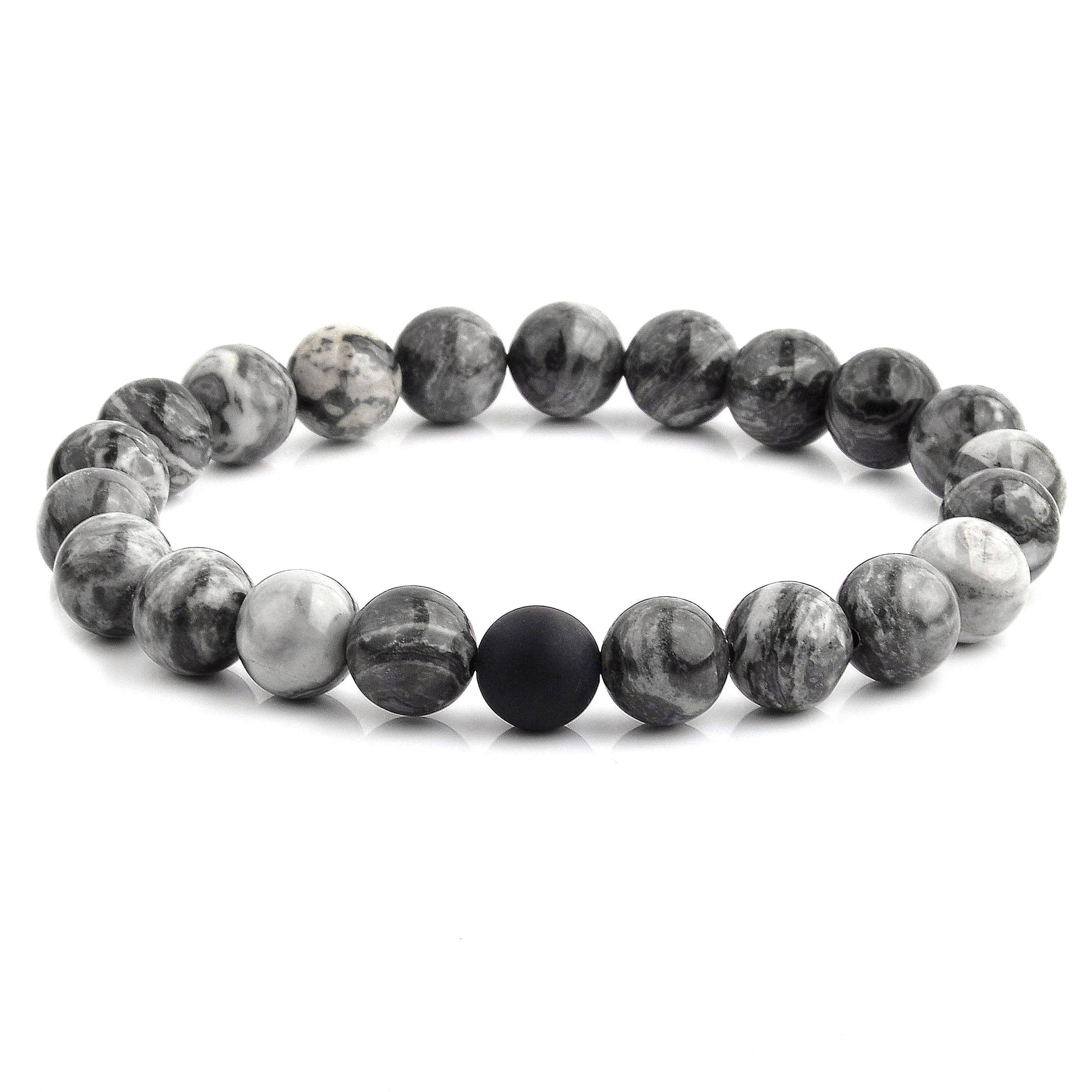 Polished Natural Stone Bead Stretch Bracelet (10mm)