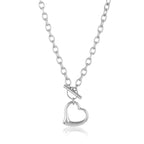 Polished Open Heart Toggle Chain Stainless Steel Necklace
