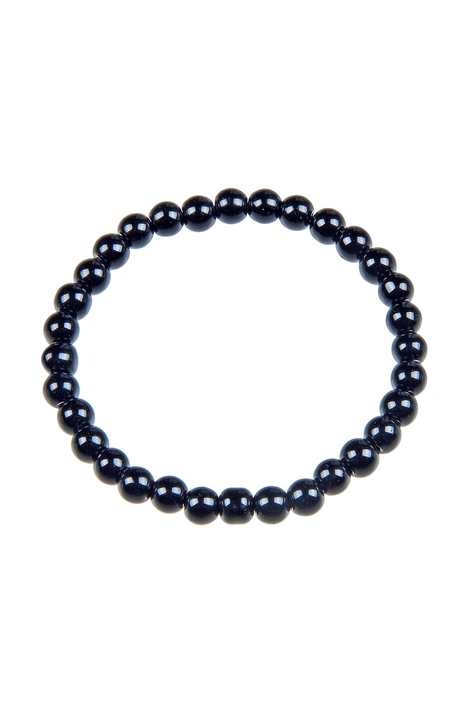 Black Onyx Stone Beaded Stretch Bracelet