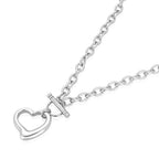 Polished Open Heart Toggle Chain Stainless Steel Necklace
