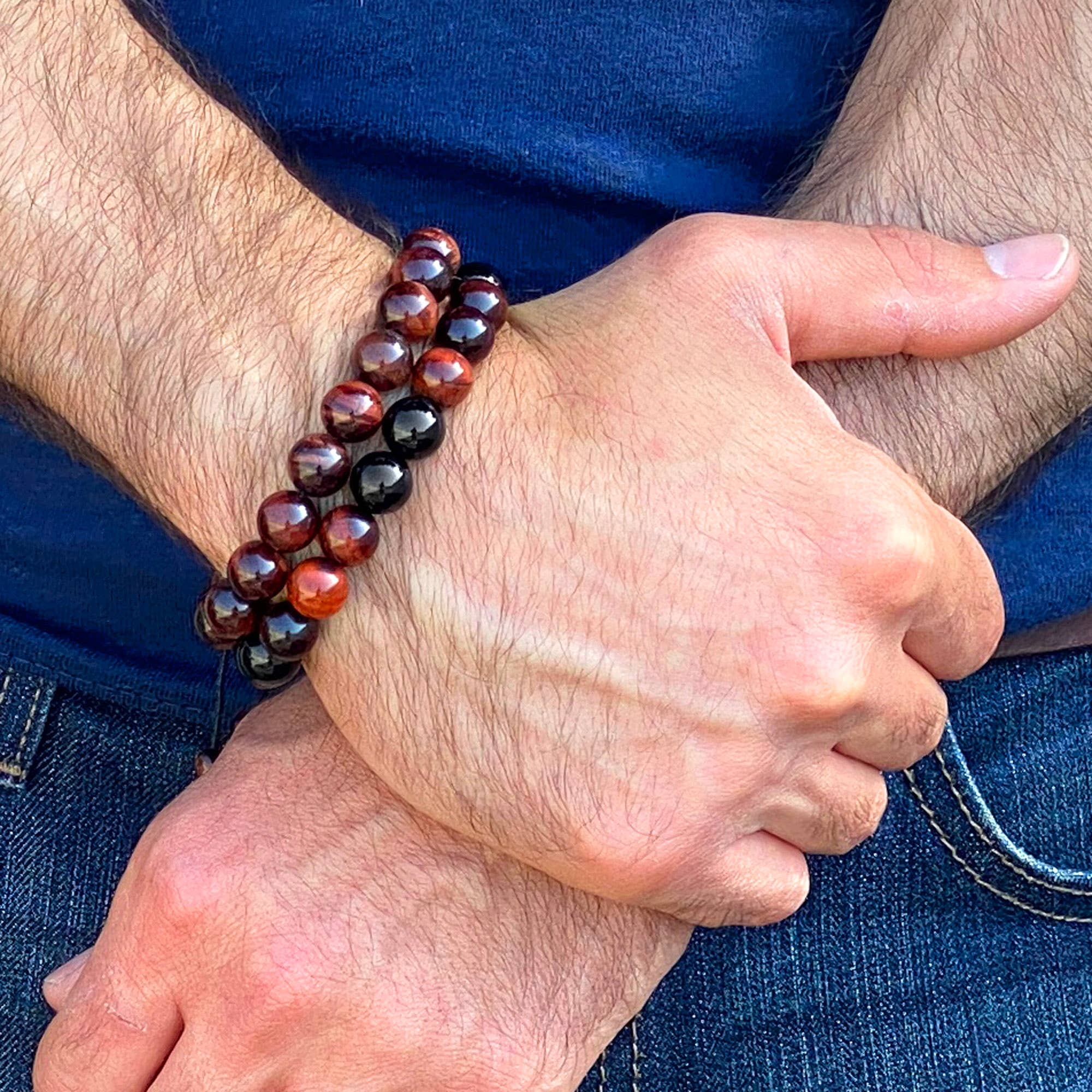 Polished Natural Stones Bead Adjustable Bracelet