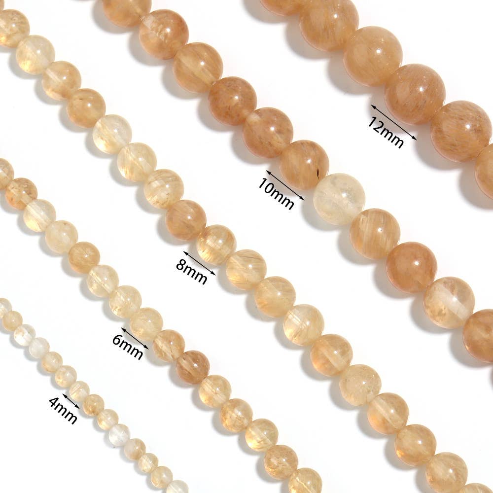 Citrine Quartz Stone Beaded Stretch Bracelet