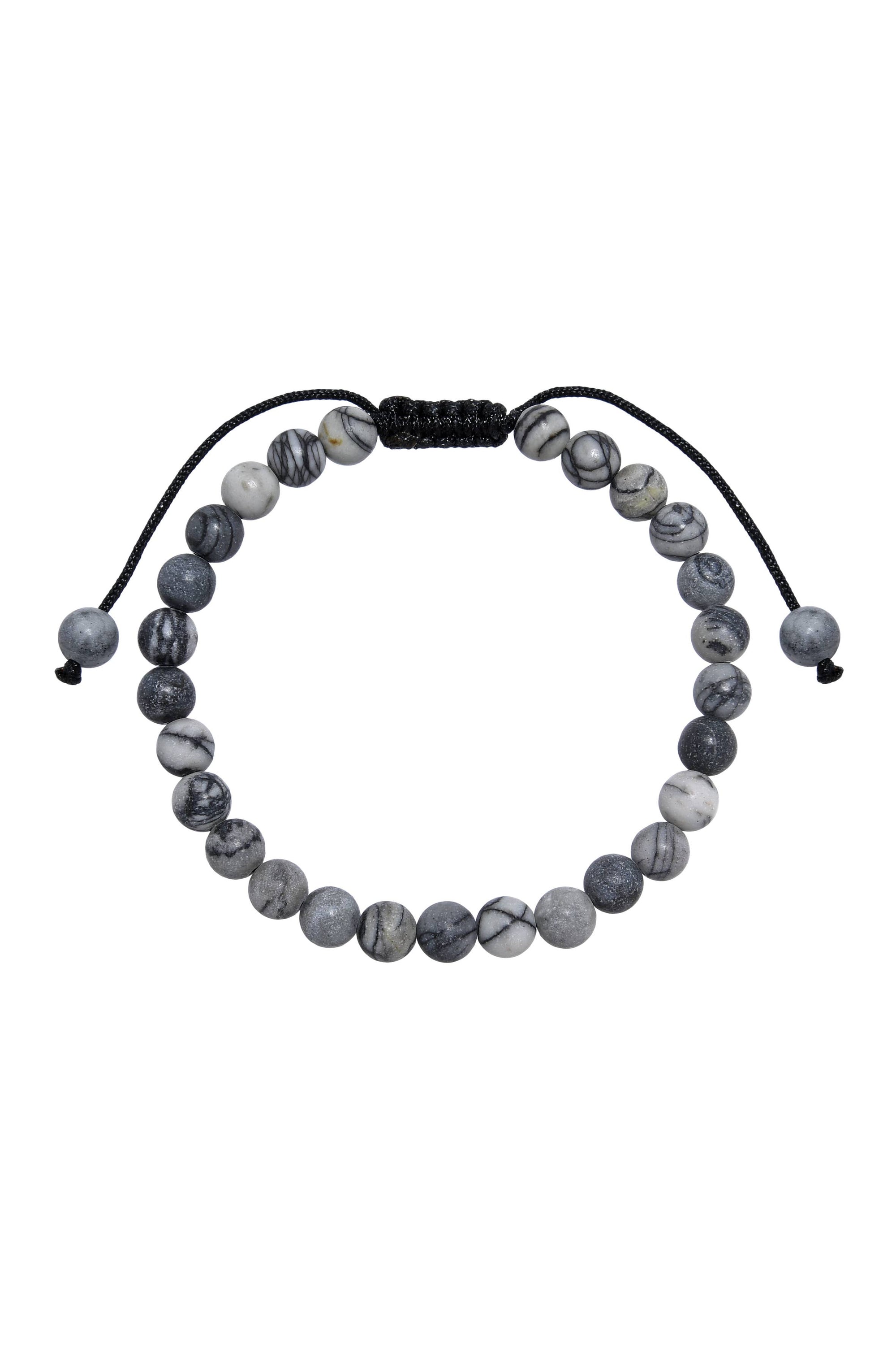 Black Network Stone-Matte Braided Bracelet AB14153